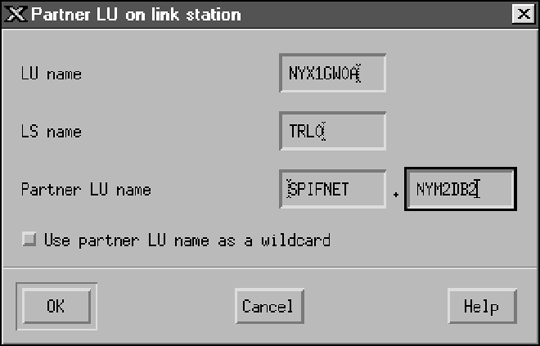 Partner LU on Link Station Window