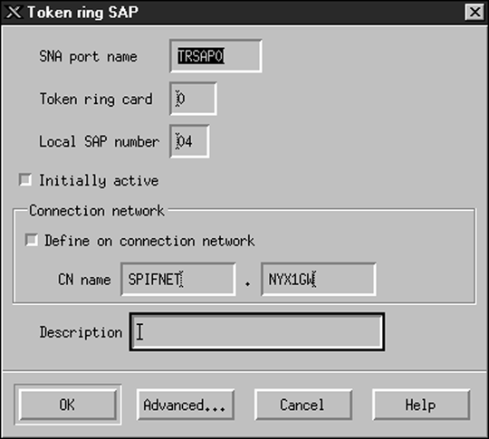 Token Ring SAP window