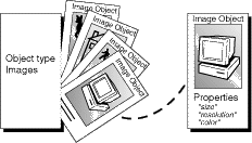 A graphic illustrating that each Image object has the properties defined for the object type.