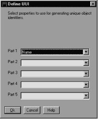 In the Define UUI window, identifying Name and Gross Earnings as UUI properties for the Income Tax object type.