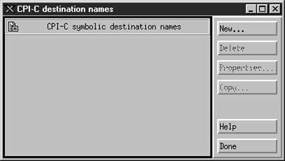 CPI-C Destination Names window