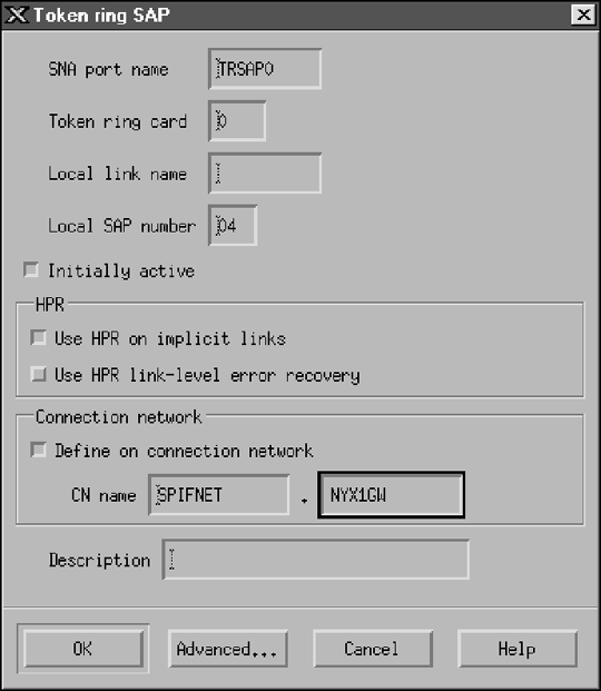 Token Ring SAP window