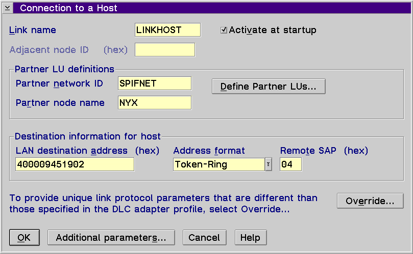 Connection to a Host Window