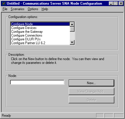 Configuration options window