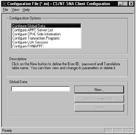 Configuration Options Screen