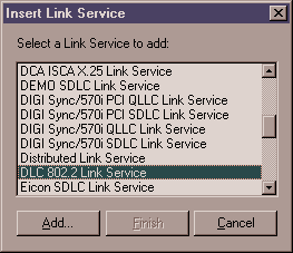 Insert Link Service window