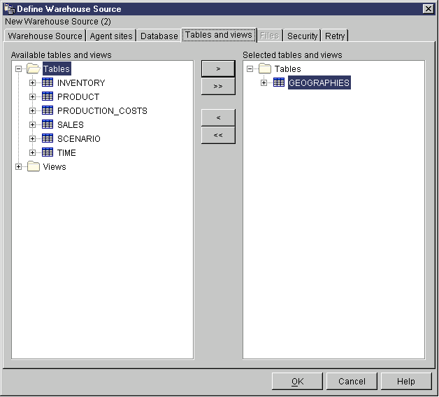 Selected Table in the Tables and Views list