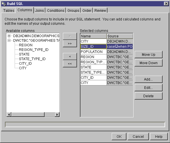 The GEOGRAPHIES SELECT statement on the SQL Statement page.