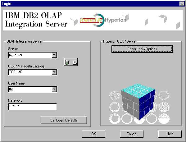 OLAP login window