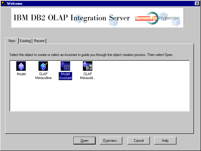 OLAP Welcome window