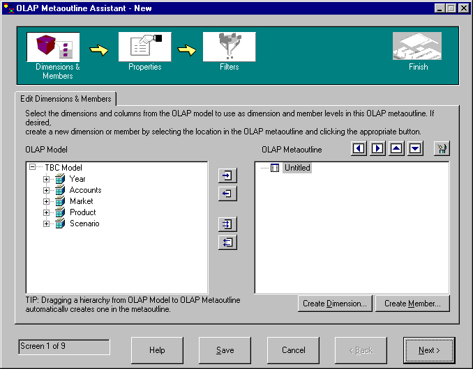 Edit Dimensions and Members page