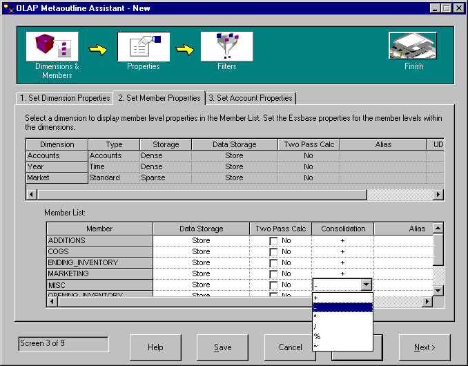 Set Member Properties page