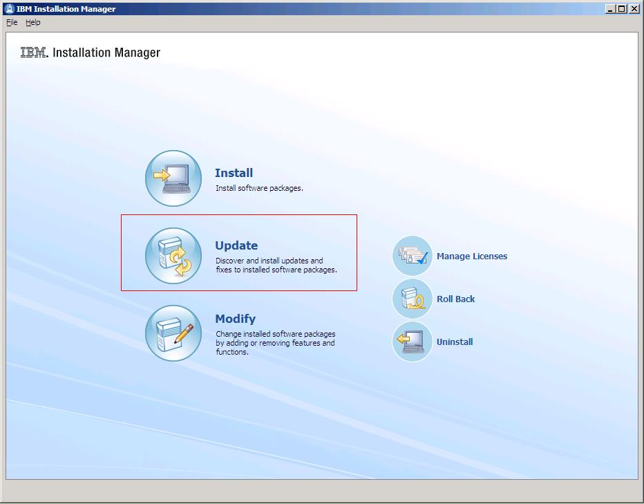 Installation Manager panel