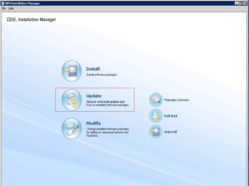 Installation Manager panel