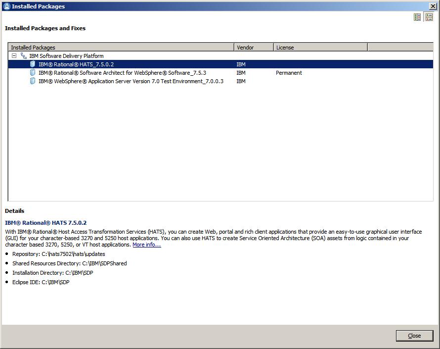 View Installed Packages panel