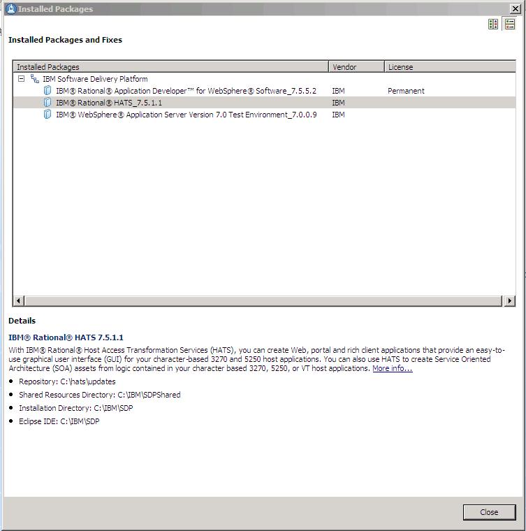 View Installed Packages panel