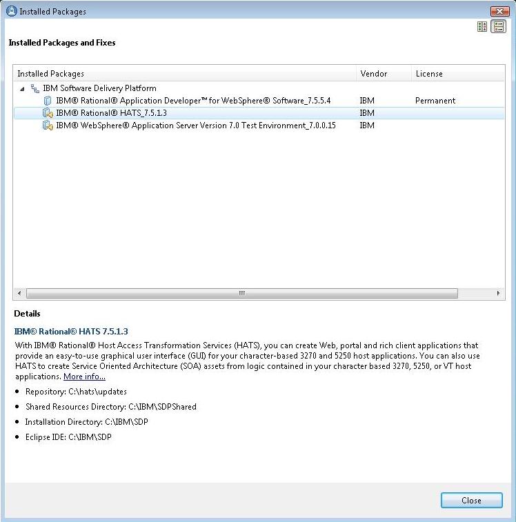 View Installed Packages panel