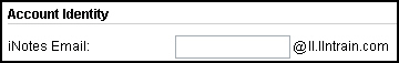 iNotes e-mail text field and a sample company domain is displayed