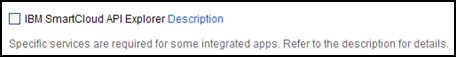 The option to select the SmartCloud for Social Business API Explorer integrated application.