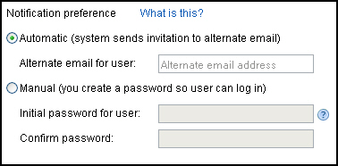 Notification preferences for iNotes user accounts. Automatic option is selected.