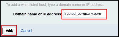 UI of the administration panel, trusted_company.com in the domain address field