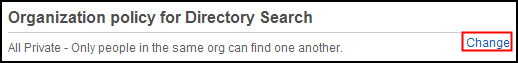 Click the change link next to Organization policy for SmartCloud for Social Business Directory Search.