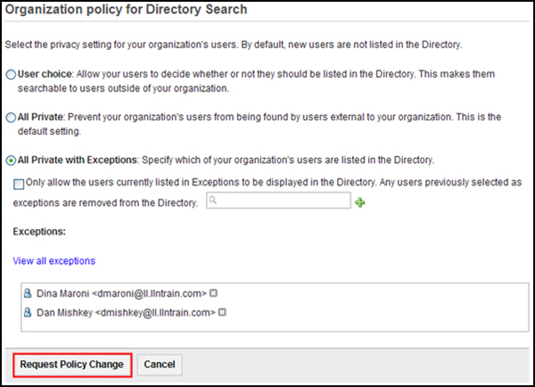 Click Request Policy Change.