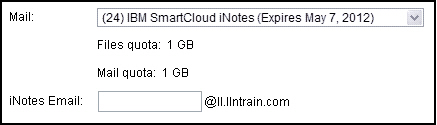 The iNotes Email text field is displayed.