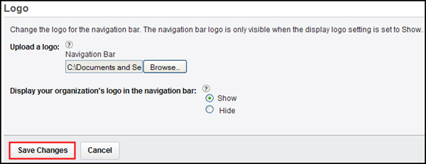 Set Display Logo to Show, and then click the Save Changes button.