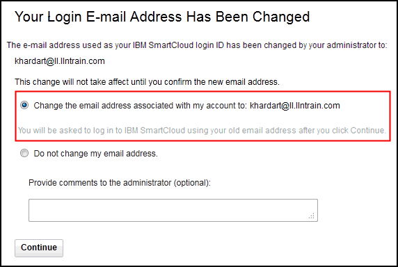 image with change the email address highlighted