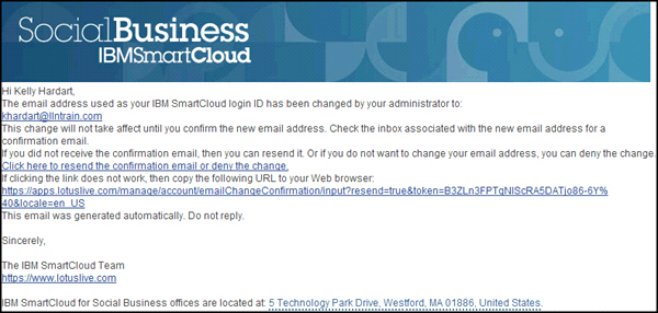 image of notification of email change message