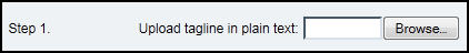 screenshot of 'upload tagline in plain text' field