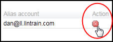screenshot depicting the delete alias button