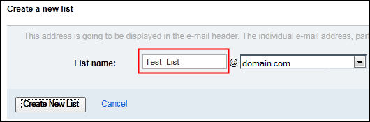 UI showing the 'create new list' button highlighted
