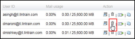 screenshot showing the empty trash mail icon