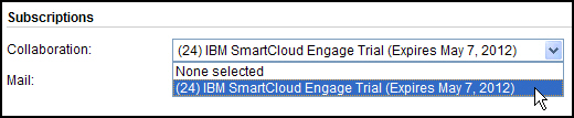 The SmartCloudConnections Trial service is selected.