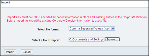 Import dialog box with Browse and Import buttons highlighted