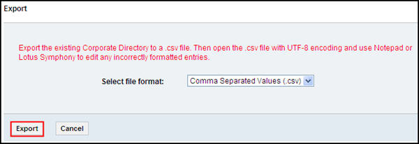 screenshot of Export dialog