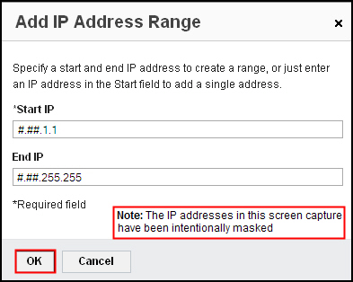 Enter a value in the Start IP field, and optionally in the End IP field.