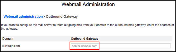 UI image highlighting the hostname for the outbound gateway