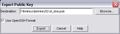 Export Public Key window