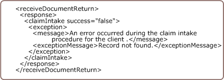Error response example : Claim Intake