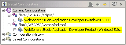 picture of the Installation Configurations view showing proper versions