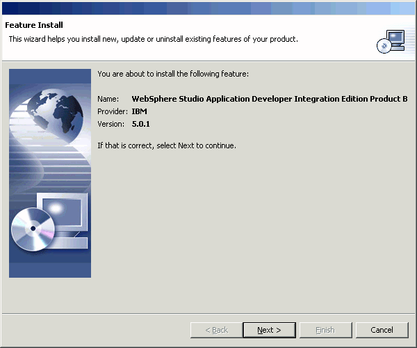 Feature Install window describing version