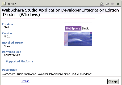 Preview view of the completed tools and run-time PTF installation