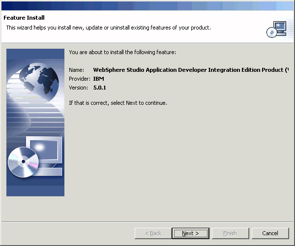 Feature Install window describing version